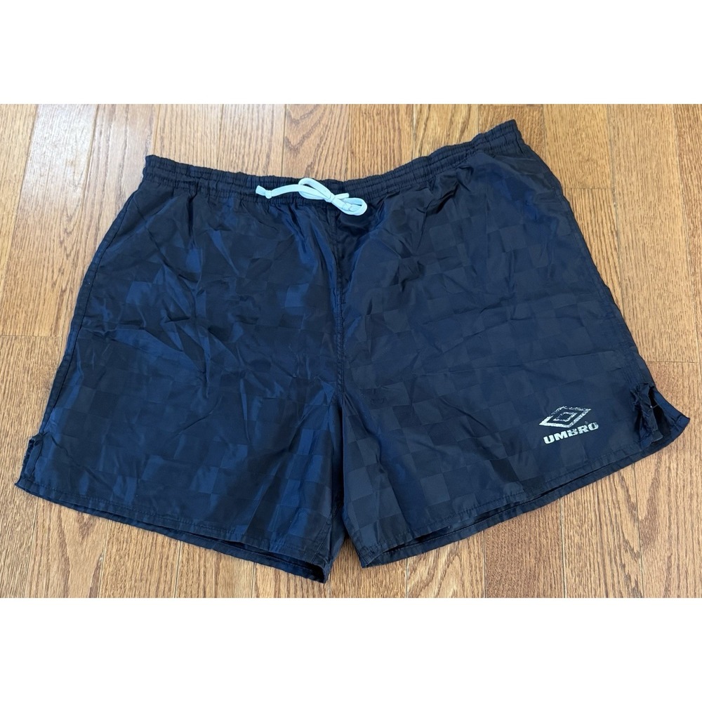 Vintage Umbro Shorts Mens L (Fits 36x5) Black Checkered Made In USA 1990s Retro